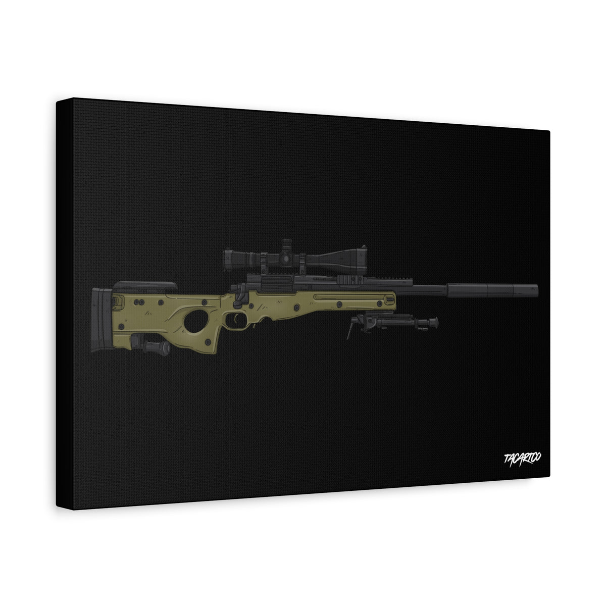 M24A3 Sniper Rifle - Canvas Print (Black Background)