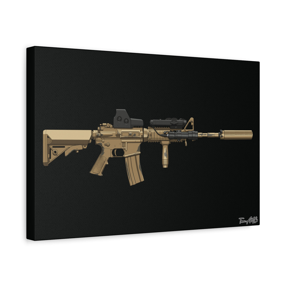 M4A1 Block I (Mod1) - Canvas Print (Black Background)