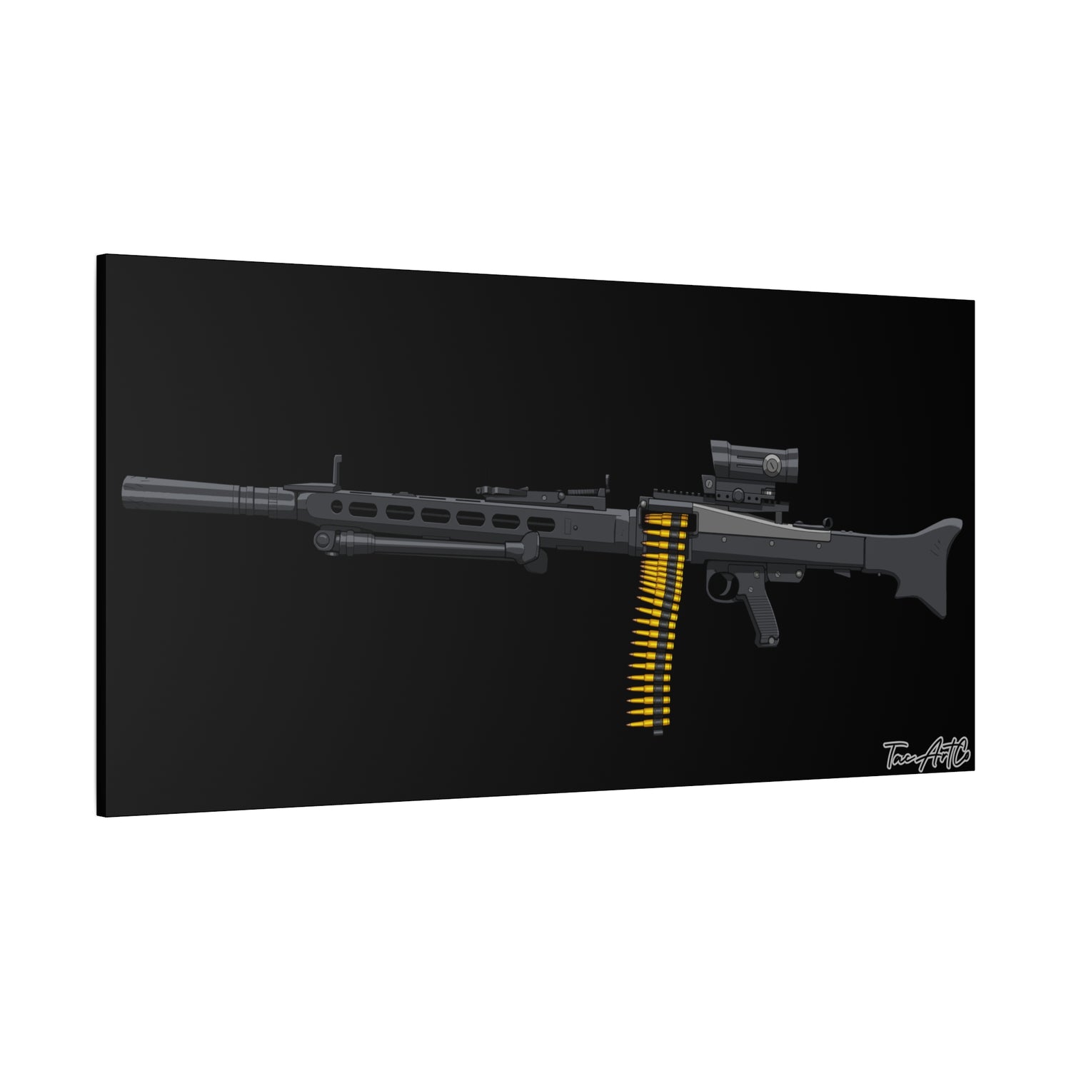 Suppressed MG42 – Canvas Print (Black Background)