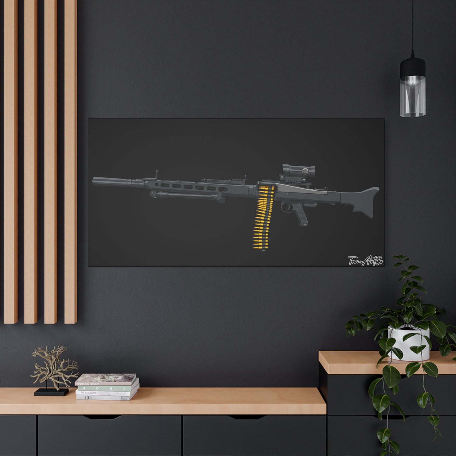 Suppressed MG42 – Canvas Print (Black Background)