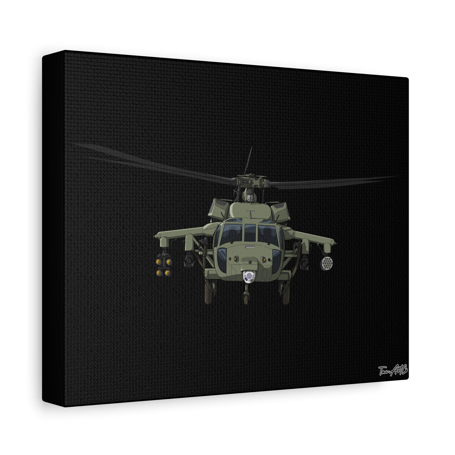 Black Hawk Helicopter – Canvas Print (Black Background)