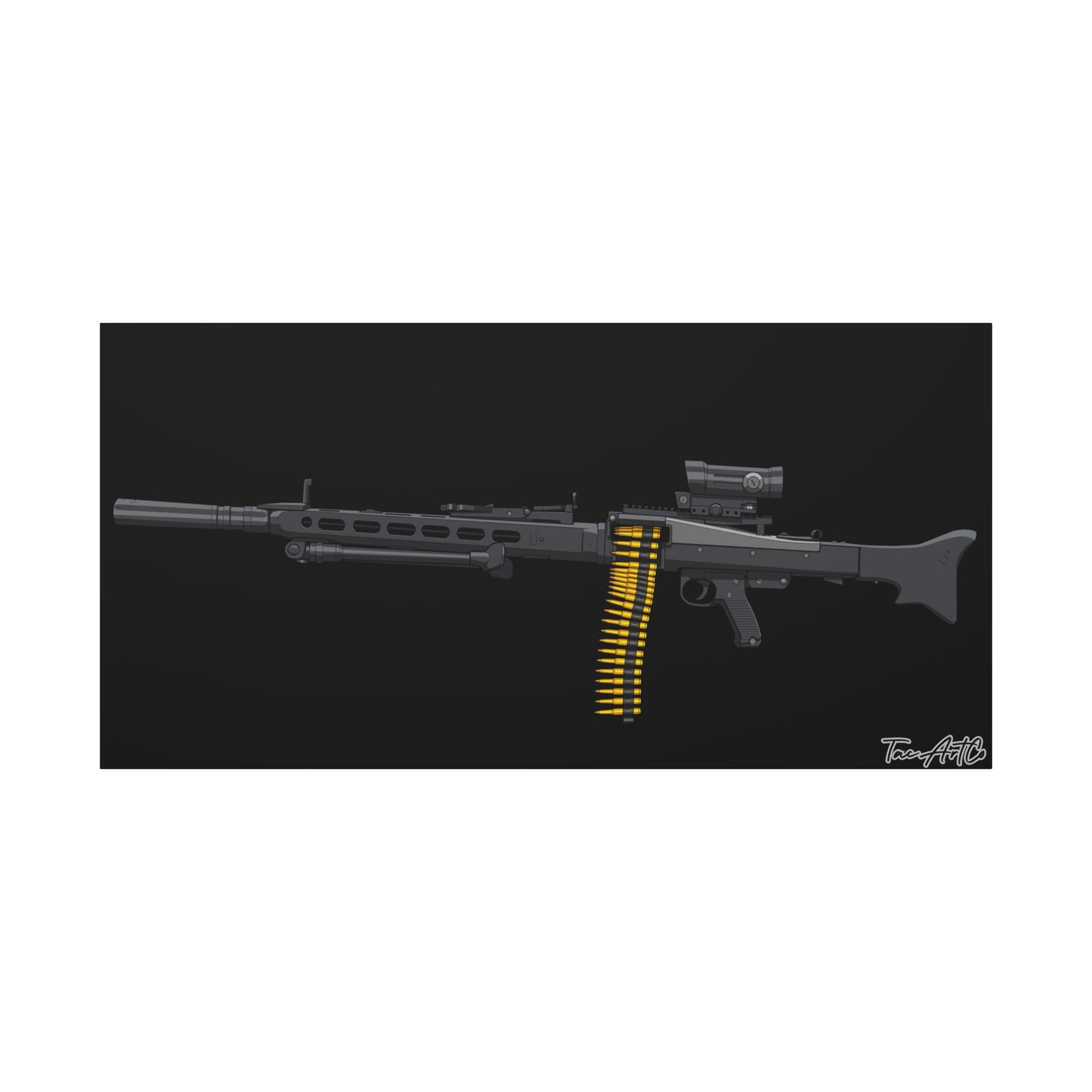 Suppressed MG42 – Canvas Print (Black Background)