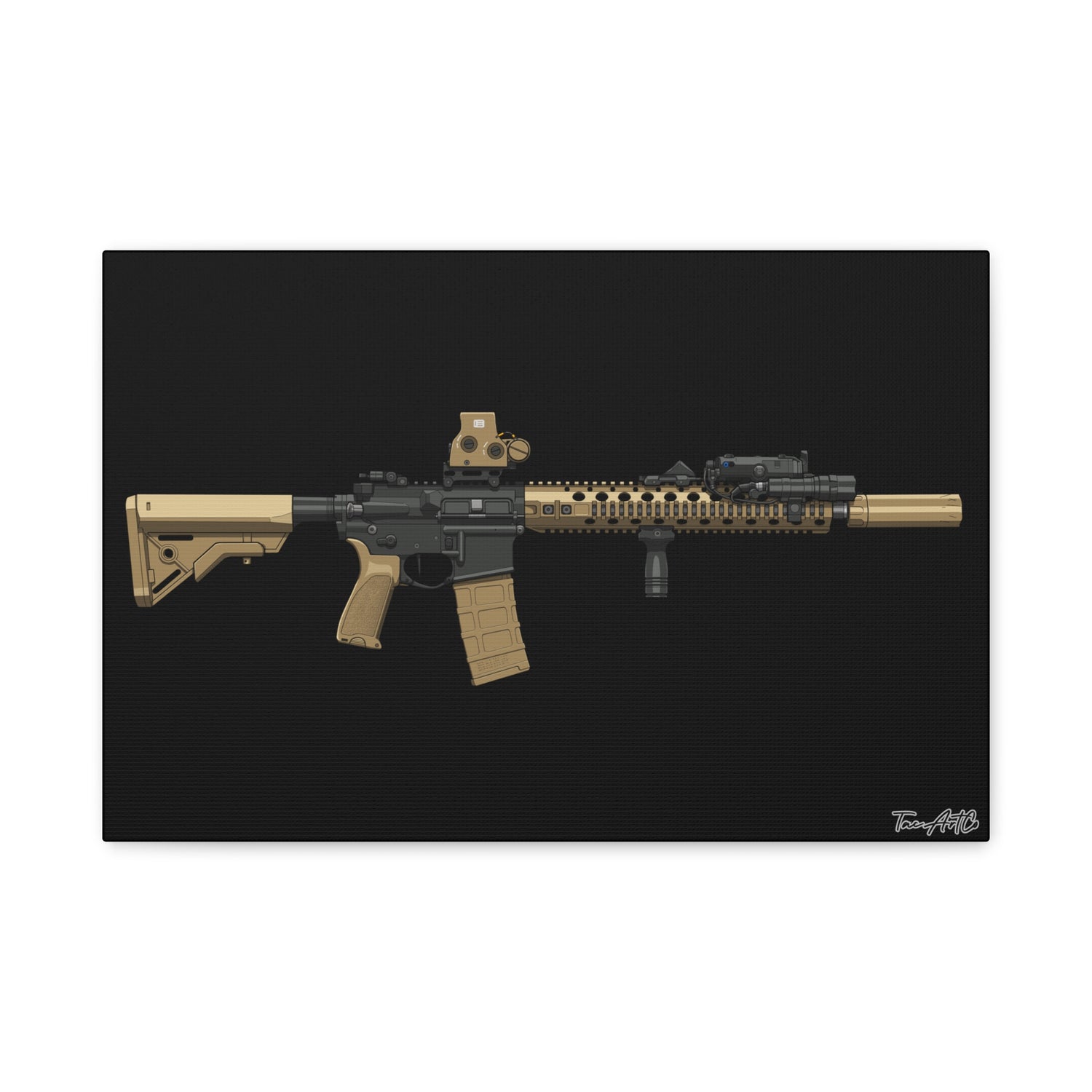 M4A1 Block II - Canvas Print (Black Background)