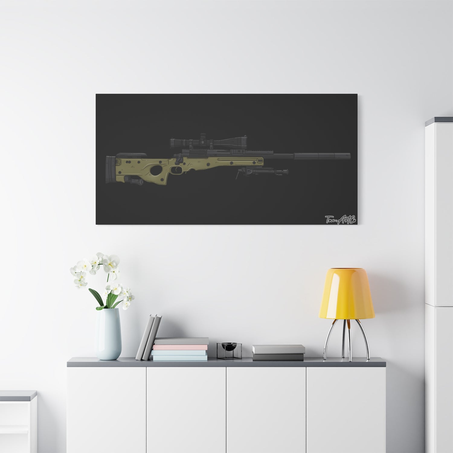 M24A3 Sniper Rifle – Canvas Print (Black Background)