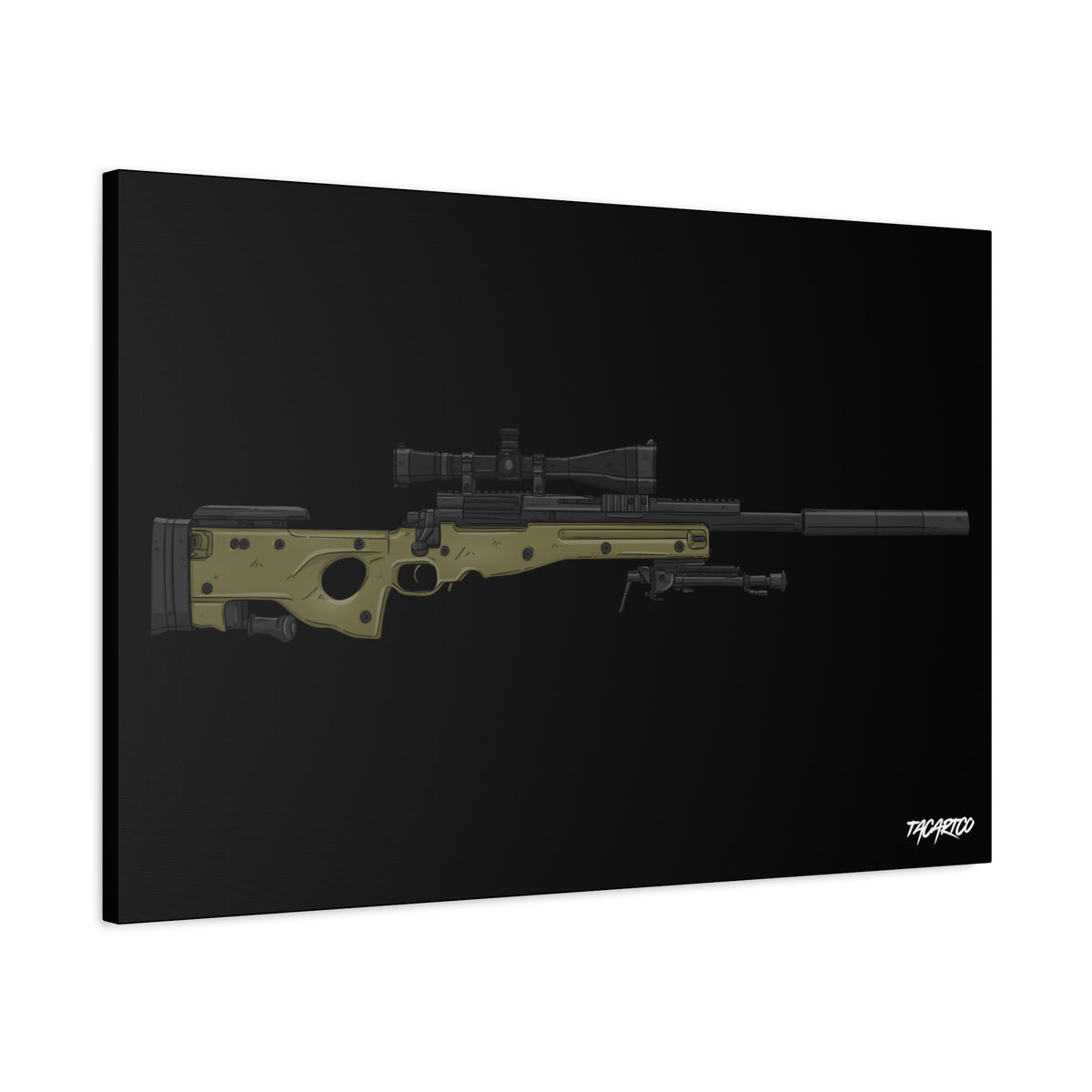 M24A3 Sniper Rifle - Canvas Print (Black Background)