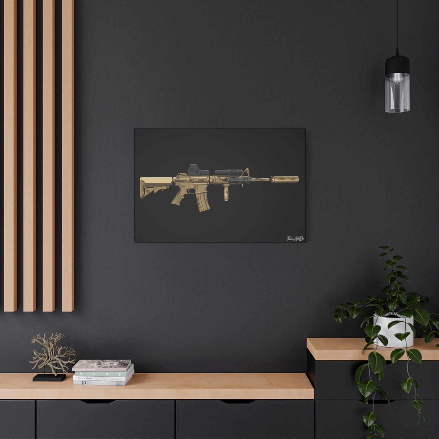 M4A1 Block 1 (Mod1) - Canvas Print (Black Background)