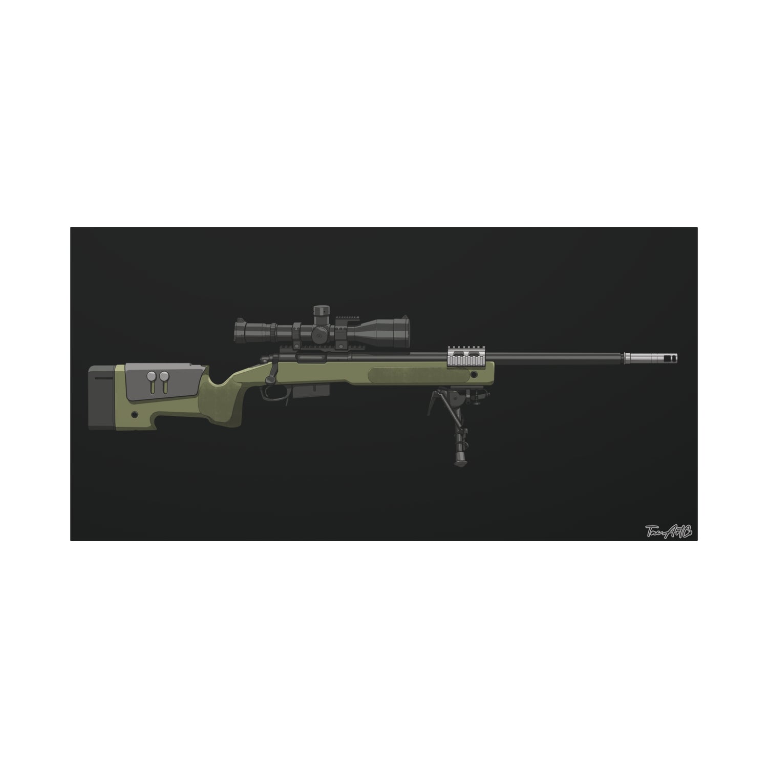 M40A5 Sniper Rifle – Canvas Print (Black Background)
