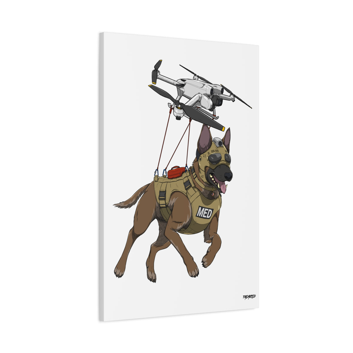 Drone Dog Medic - Canvas Print (White Background)