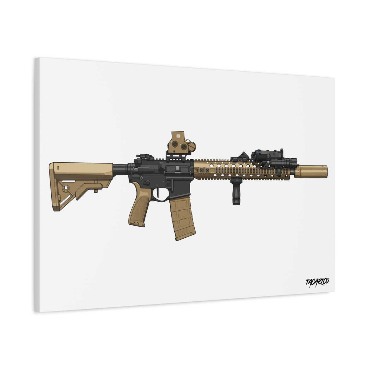 M4A1 Block II - Canvas Print (White Background)