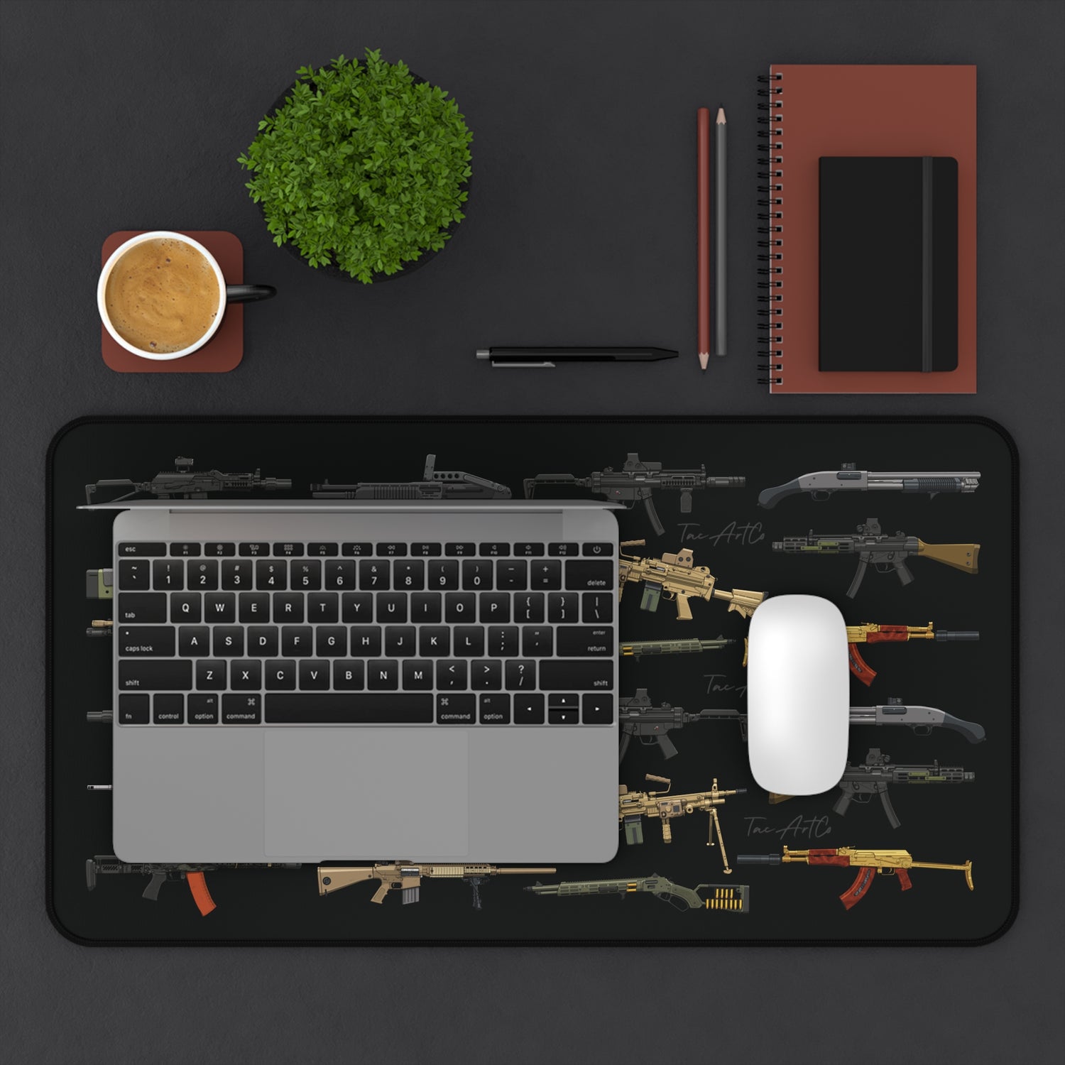 Firearm Assortment V2 (w/logo) – Desk Mat