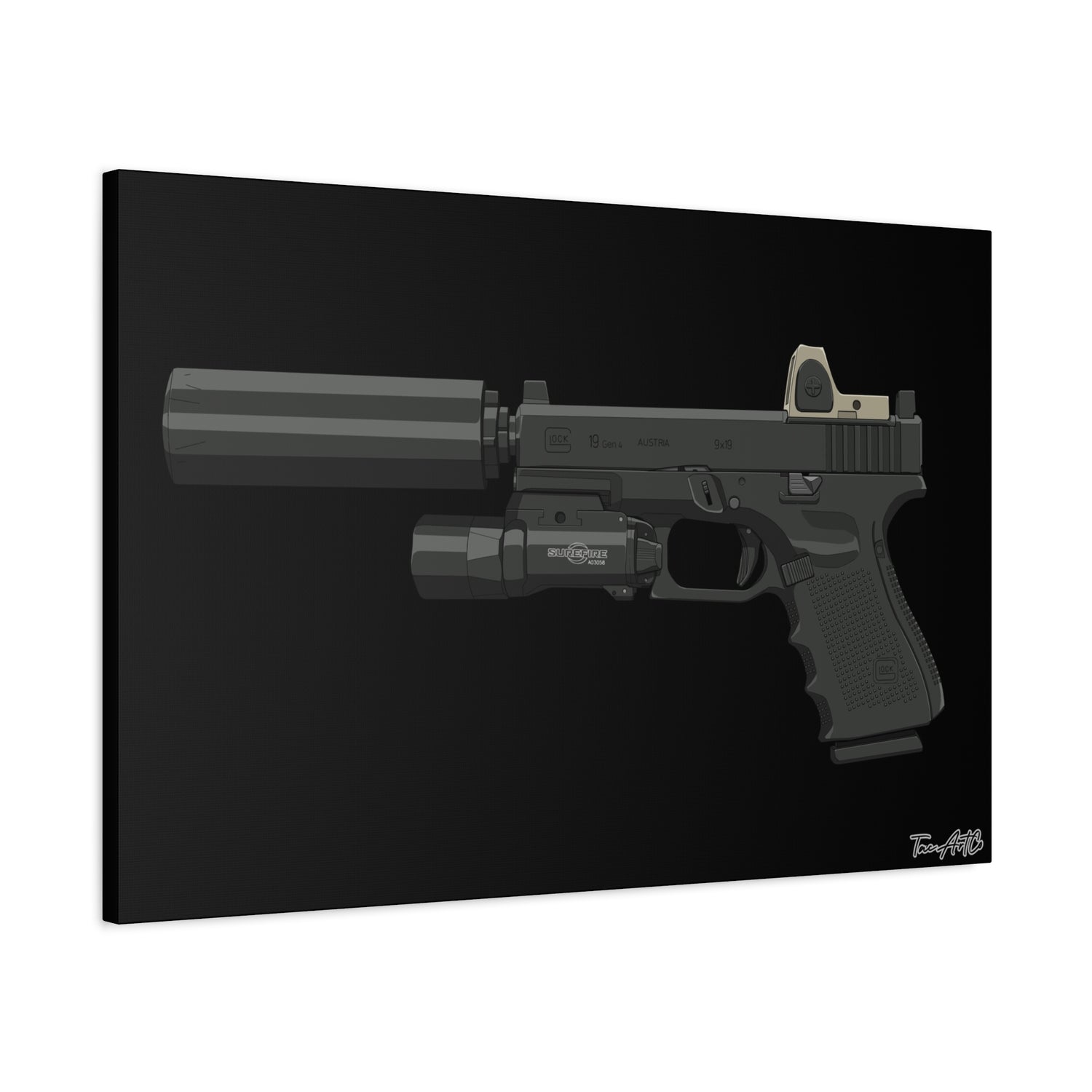 MK27 Mod 0 (Glock) - Canvas Print (Black Background)