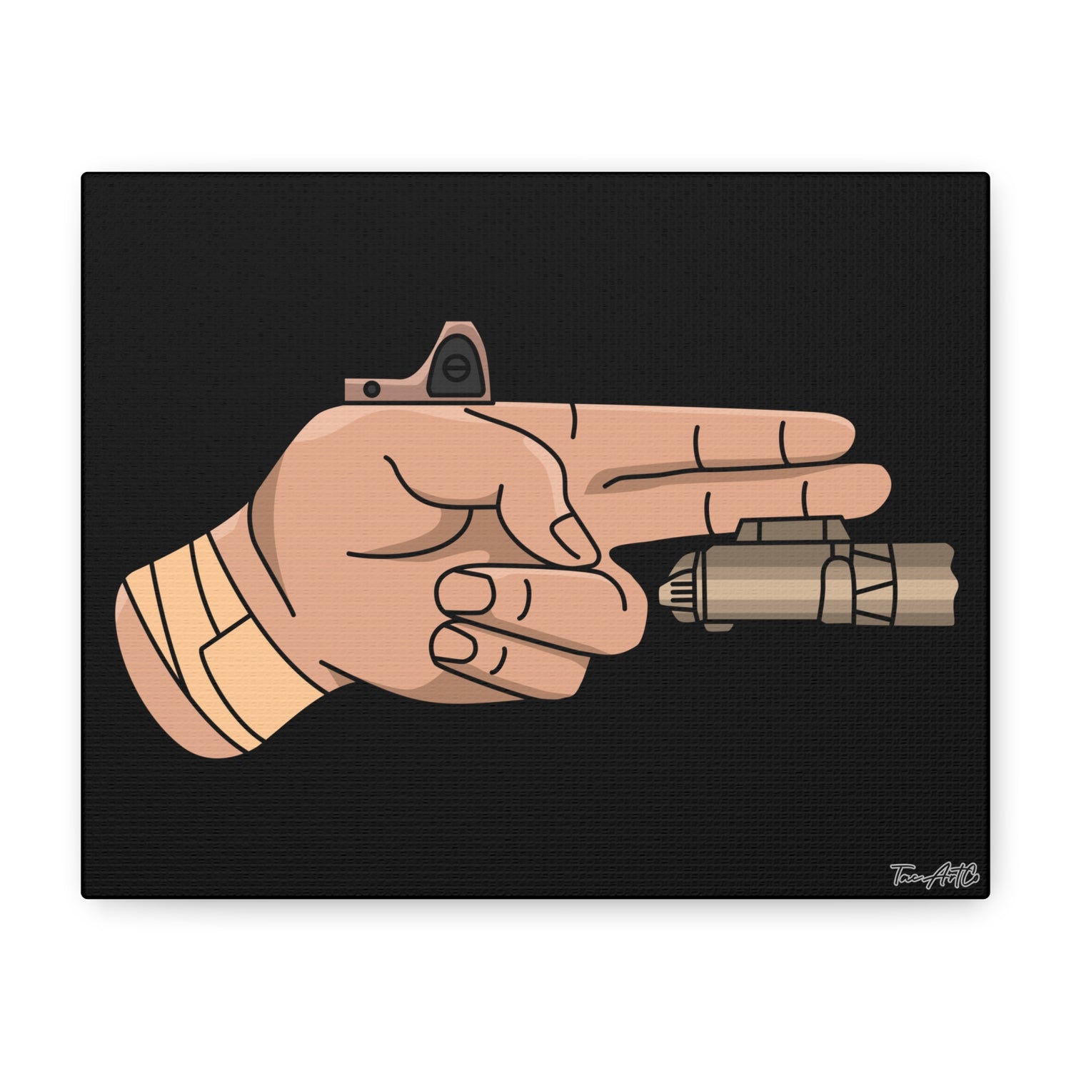 Finger Gun v1 - Canvas Print (Black Background)