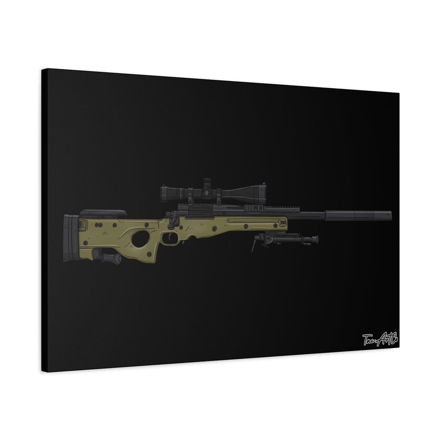M24A3 Sniper Rifle – Canvas Print (Black Background)