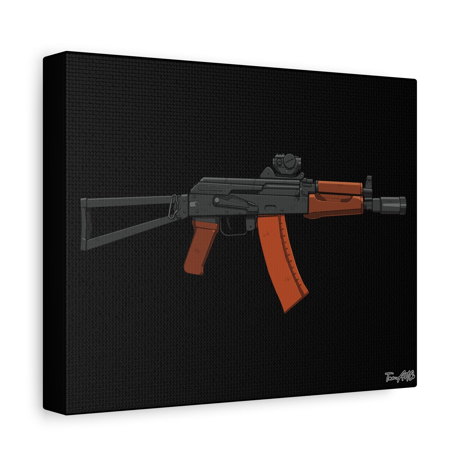 AKS-74U Krinkov – Shorty AK Rifle Canvas Print (Black Background)