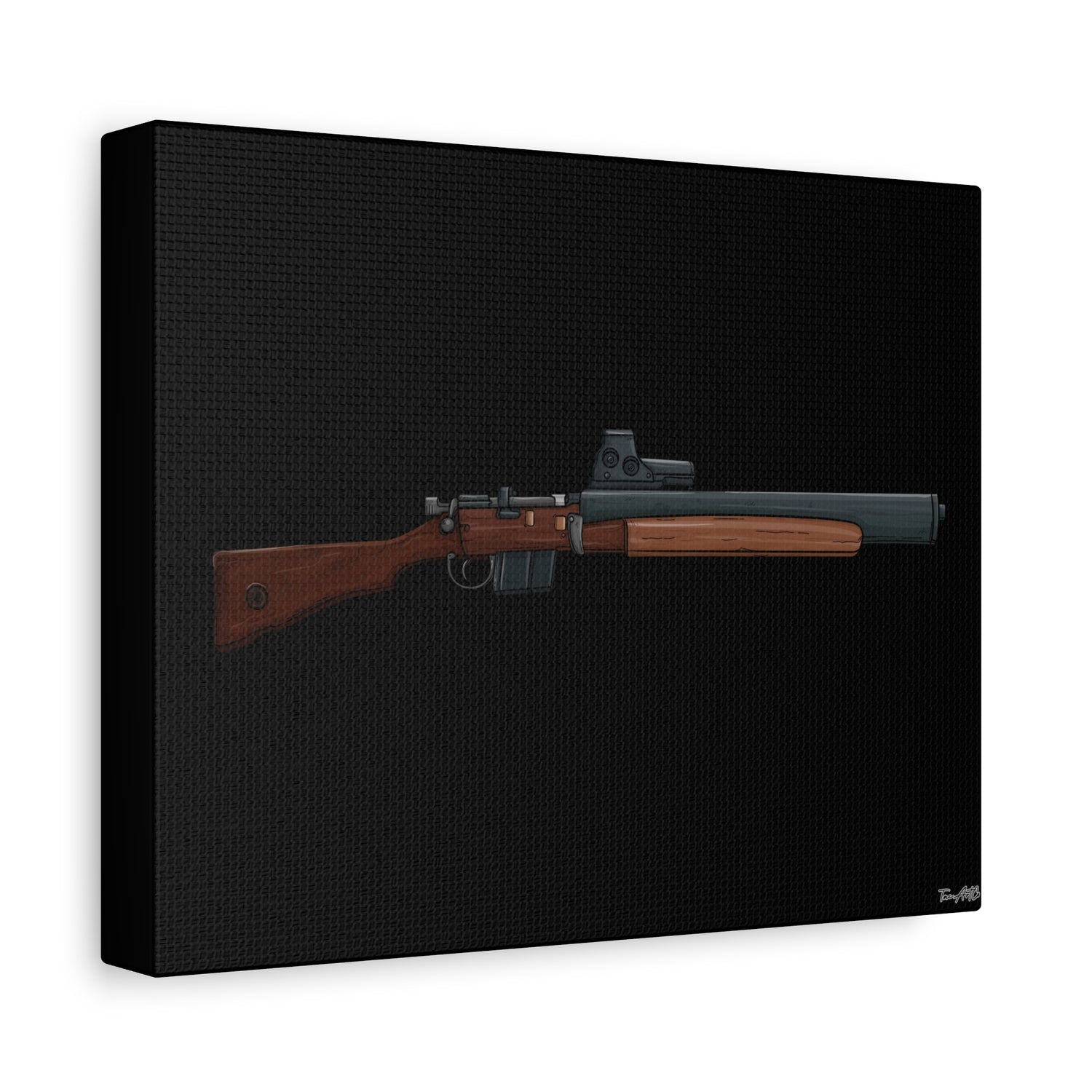 De Lisle Carbine β Suppressed Rifle Canvas Print (Black Background)