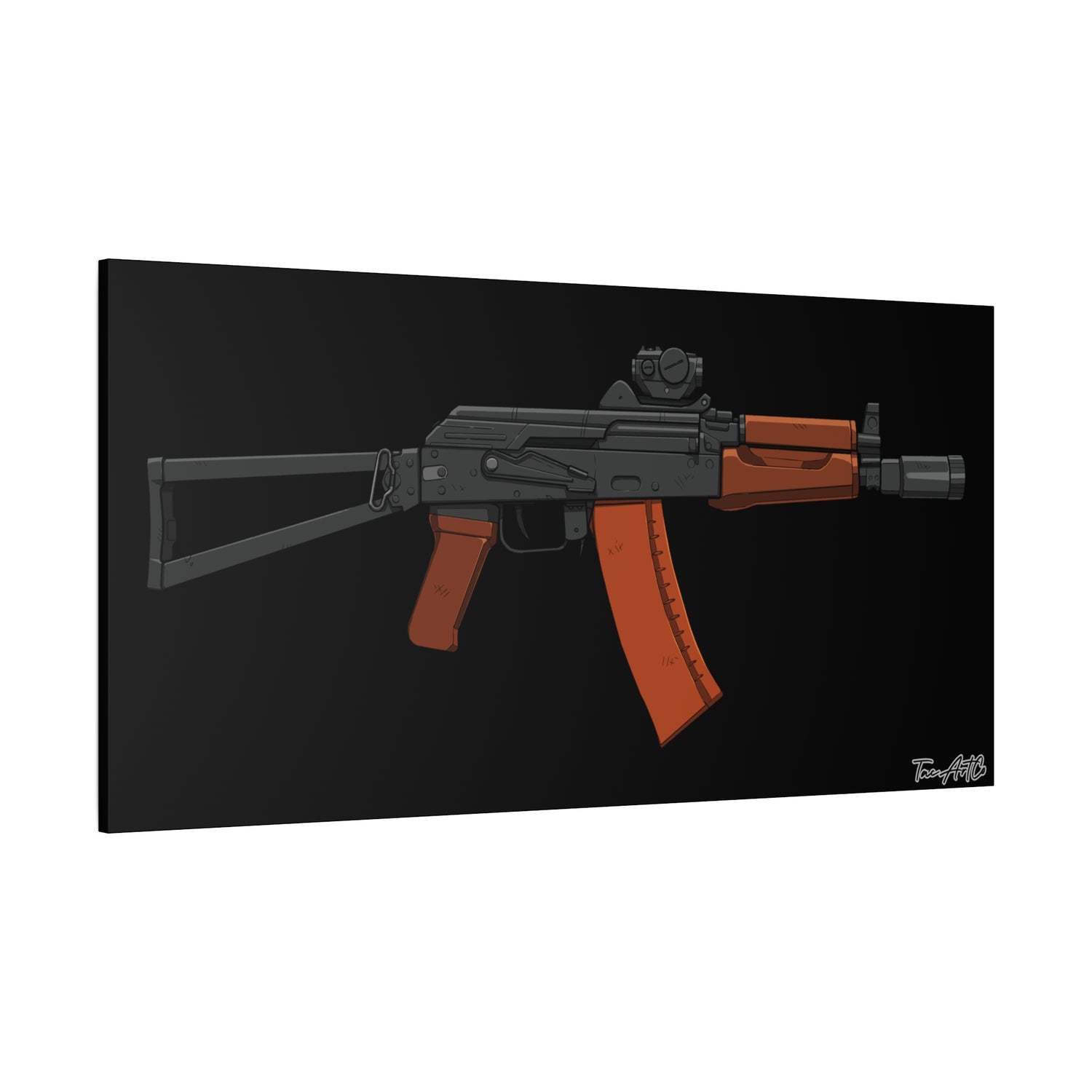 AKS-74U Krinkov – Shorty AK Rifle Canvas Print (Black Background)