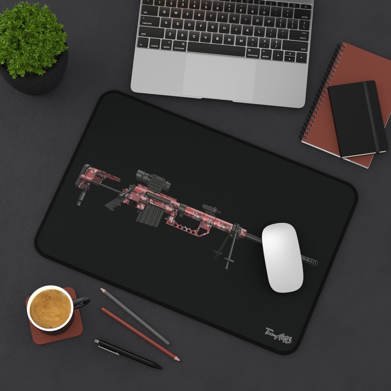 M200 Intervention Red Digital Camo - Desk Mat