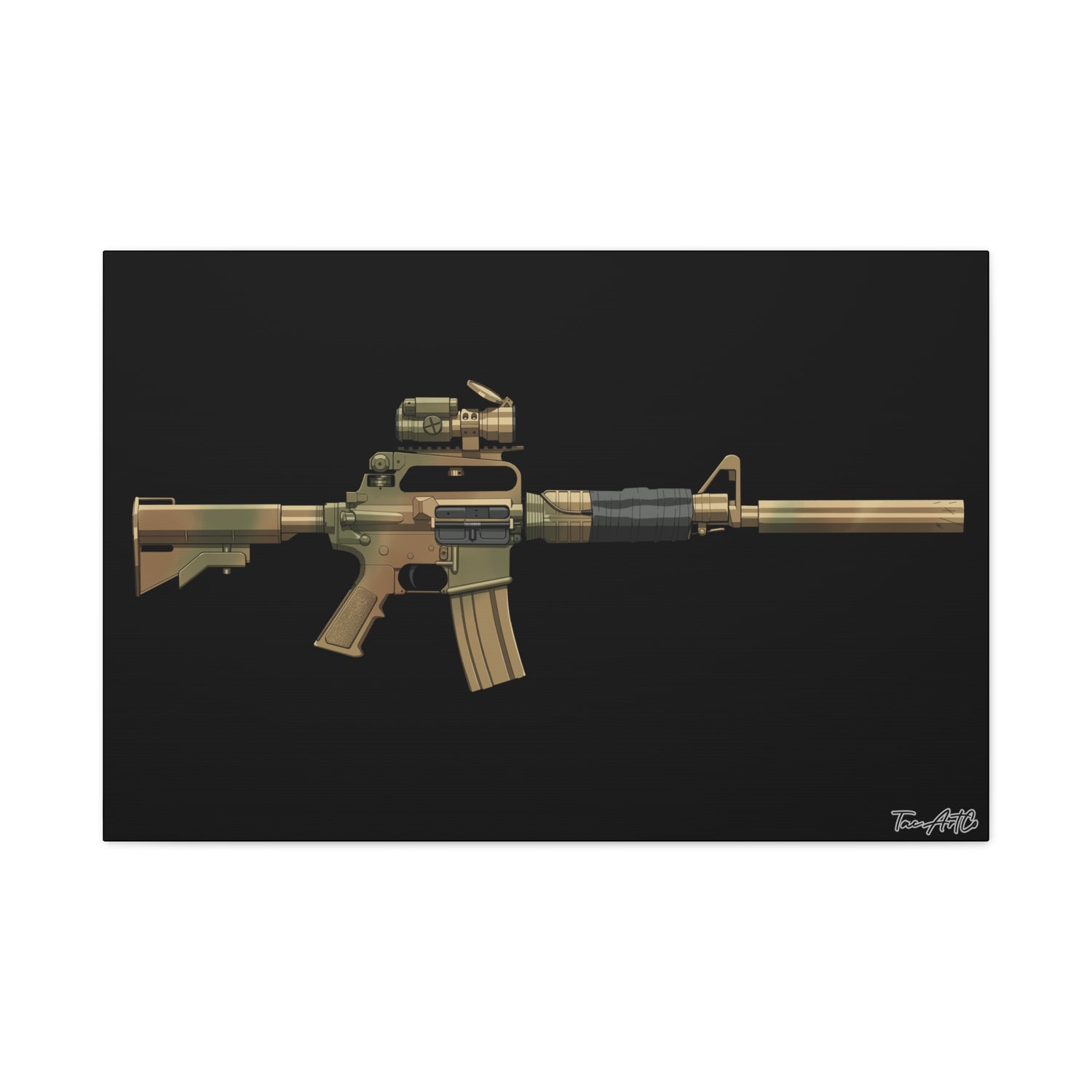 Gordy CAR-15 - Canvas Print (Black Background)