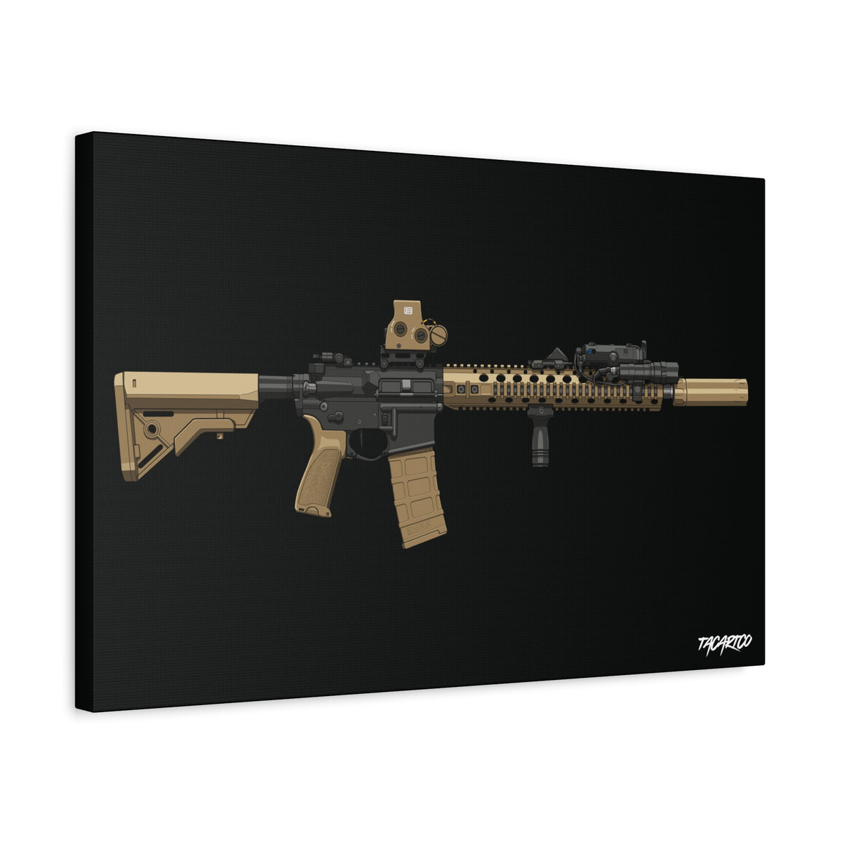 M4A1 Block II - Canvas Print (Black Background)