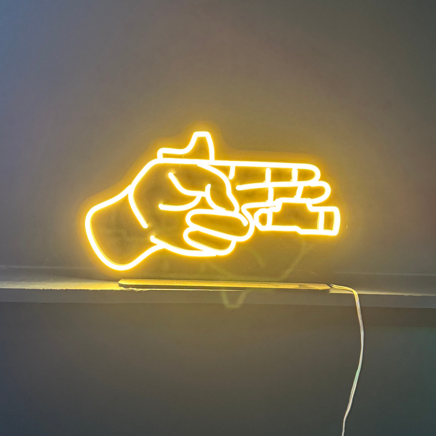 Finger Gun - Neon Desk Sign (One Color LED)