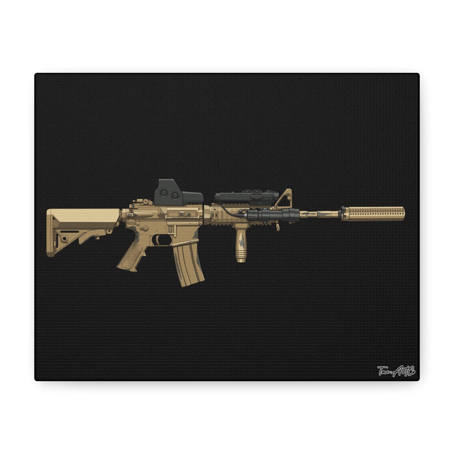 M4A1 Block 1 (Mod1) - Canvas Print (Black Background)