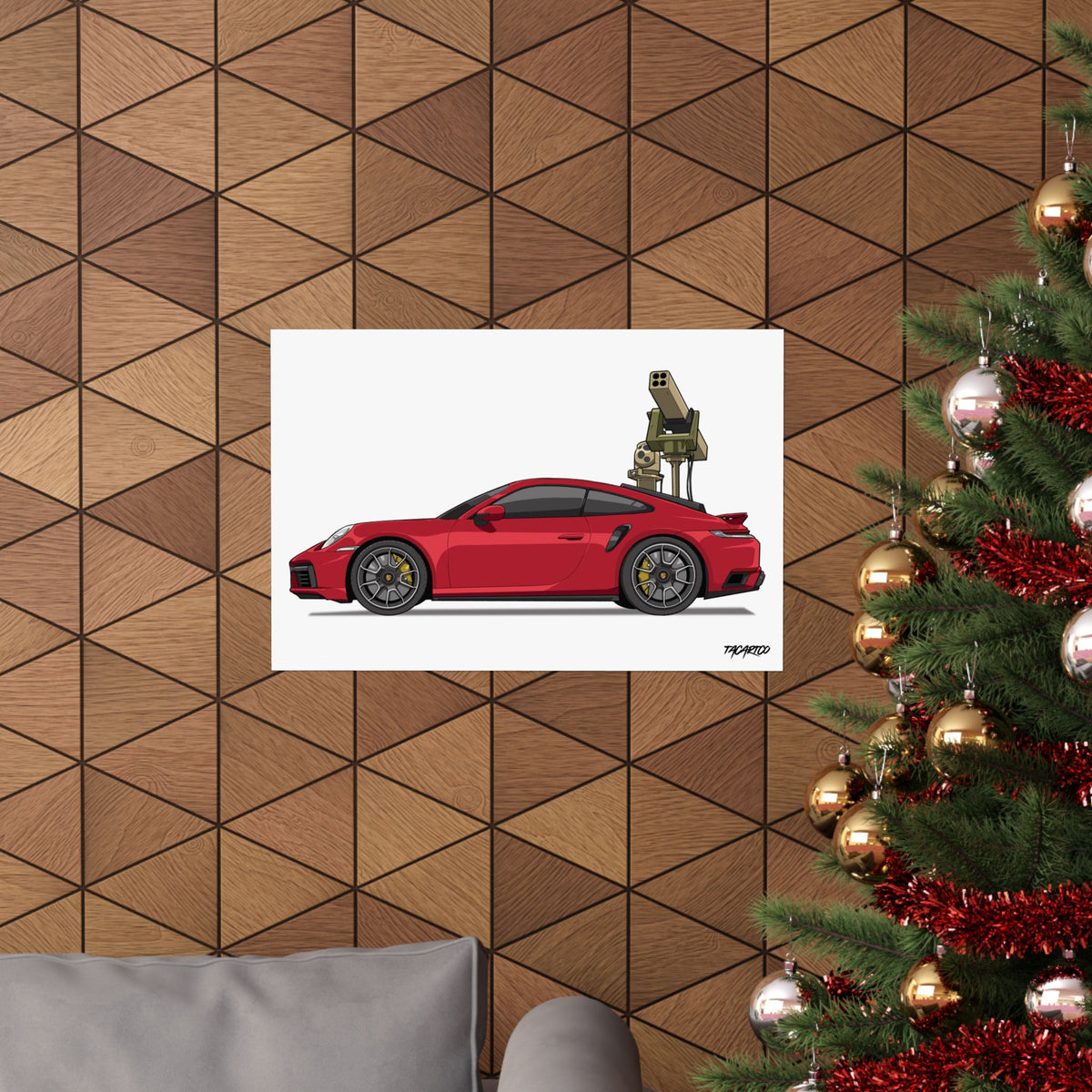 Porsche 911 Technical - Matte Poster (White Background)