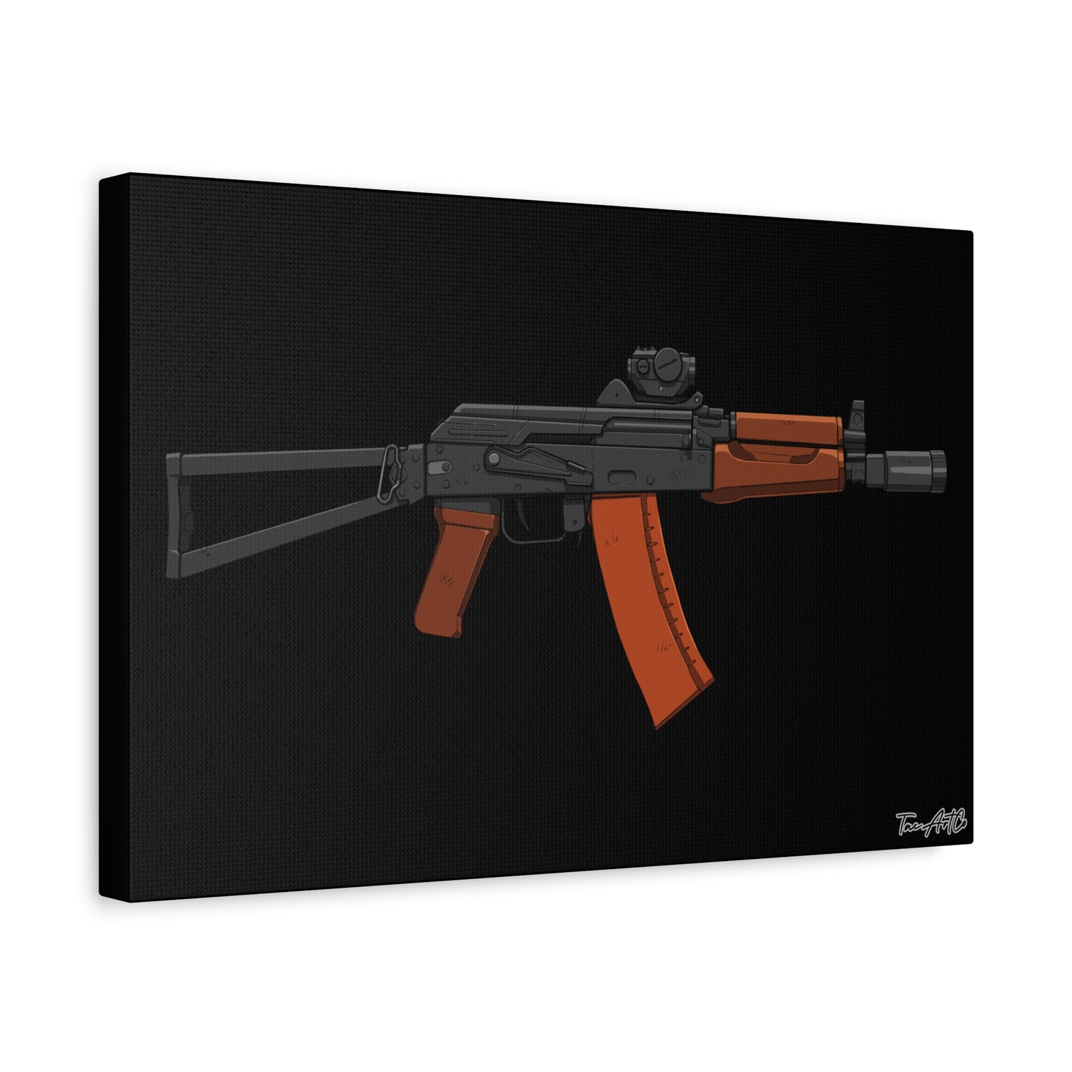 AKS-74U Krinkov – Shorty AK Rifle Canvas Print (Black Background)
