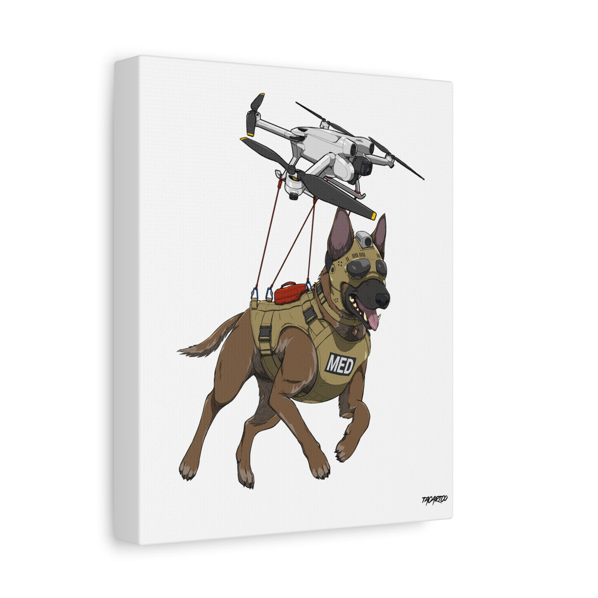 Drone Dog Medic - Canvas Print (White Background)