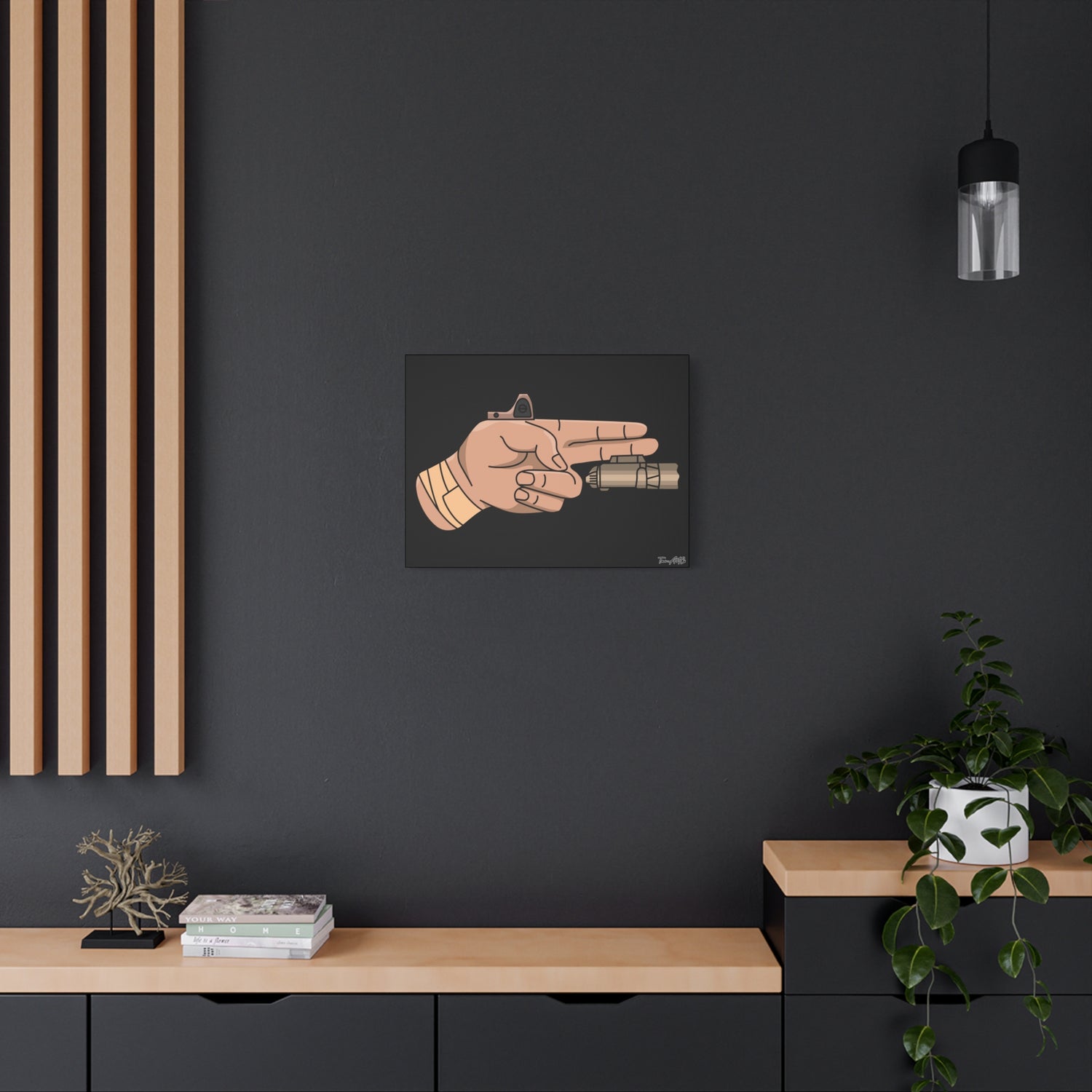 Finger Gun v1 - Canvas Print (Black Background)