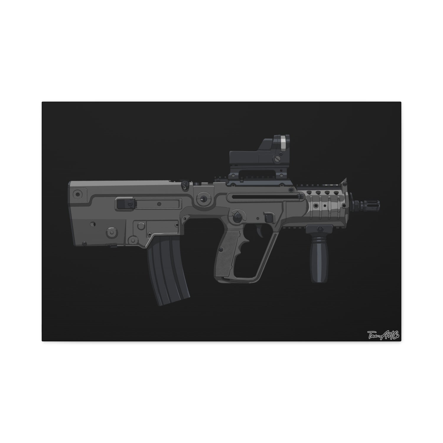 IWI X95 – Tavor Bullpup Canvas Print (Black Background)