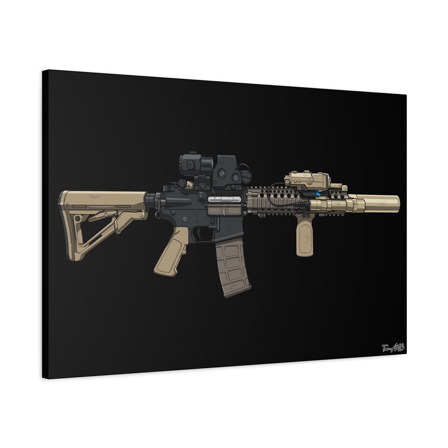 MK18 – Close Quarters King Canvas Print (Black Background)