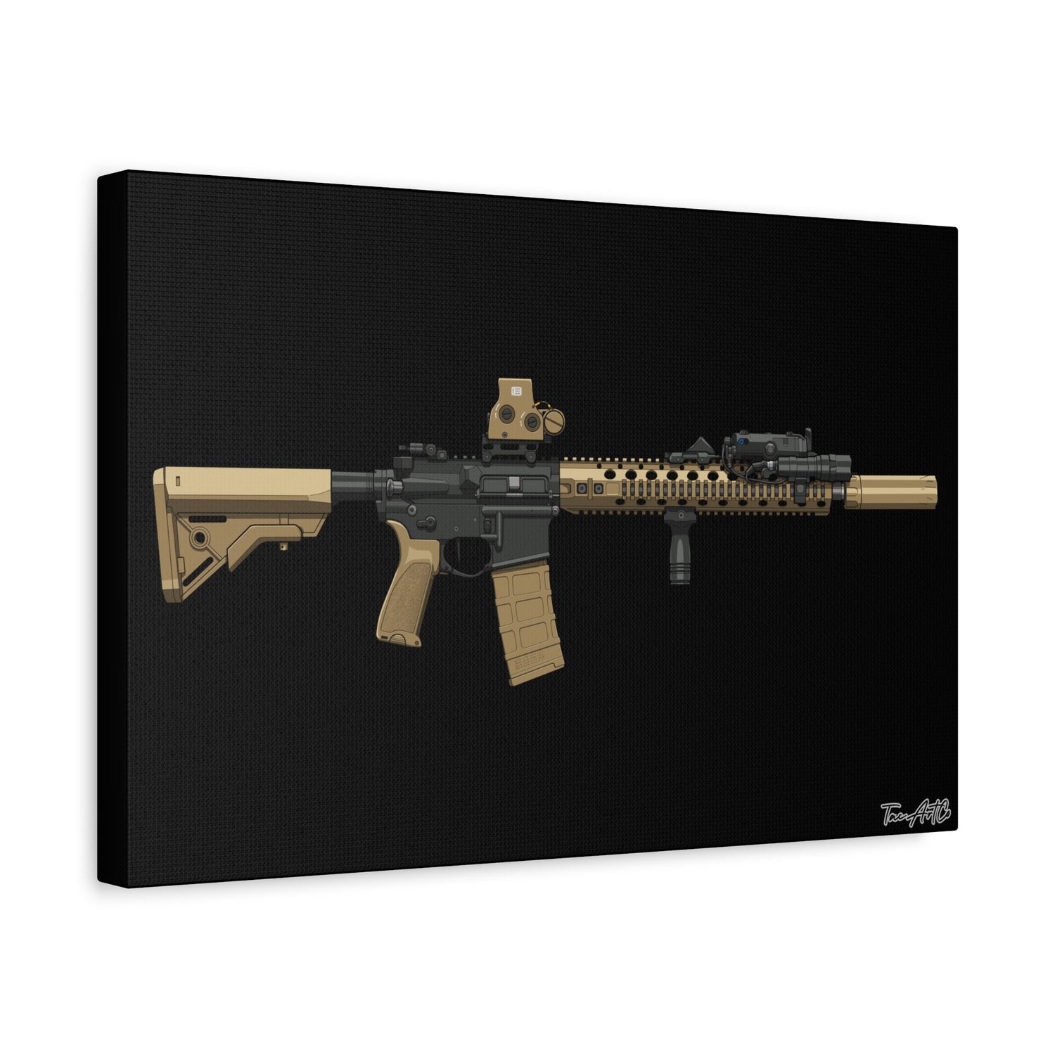 M4A1 Block II - Canvas Print (Black Background)