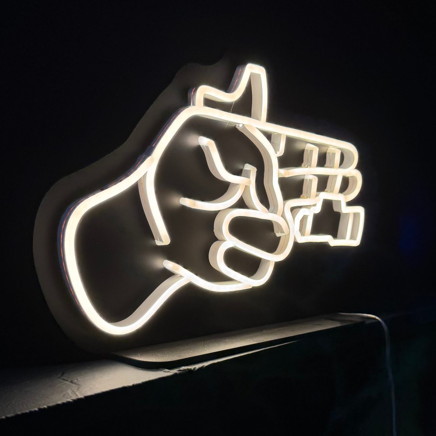 Finger Gun - Neon Desk Sign (One Color LED)