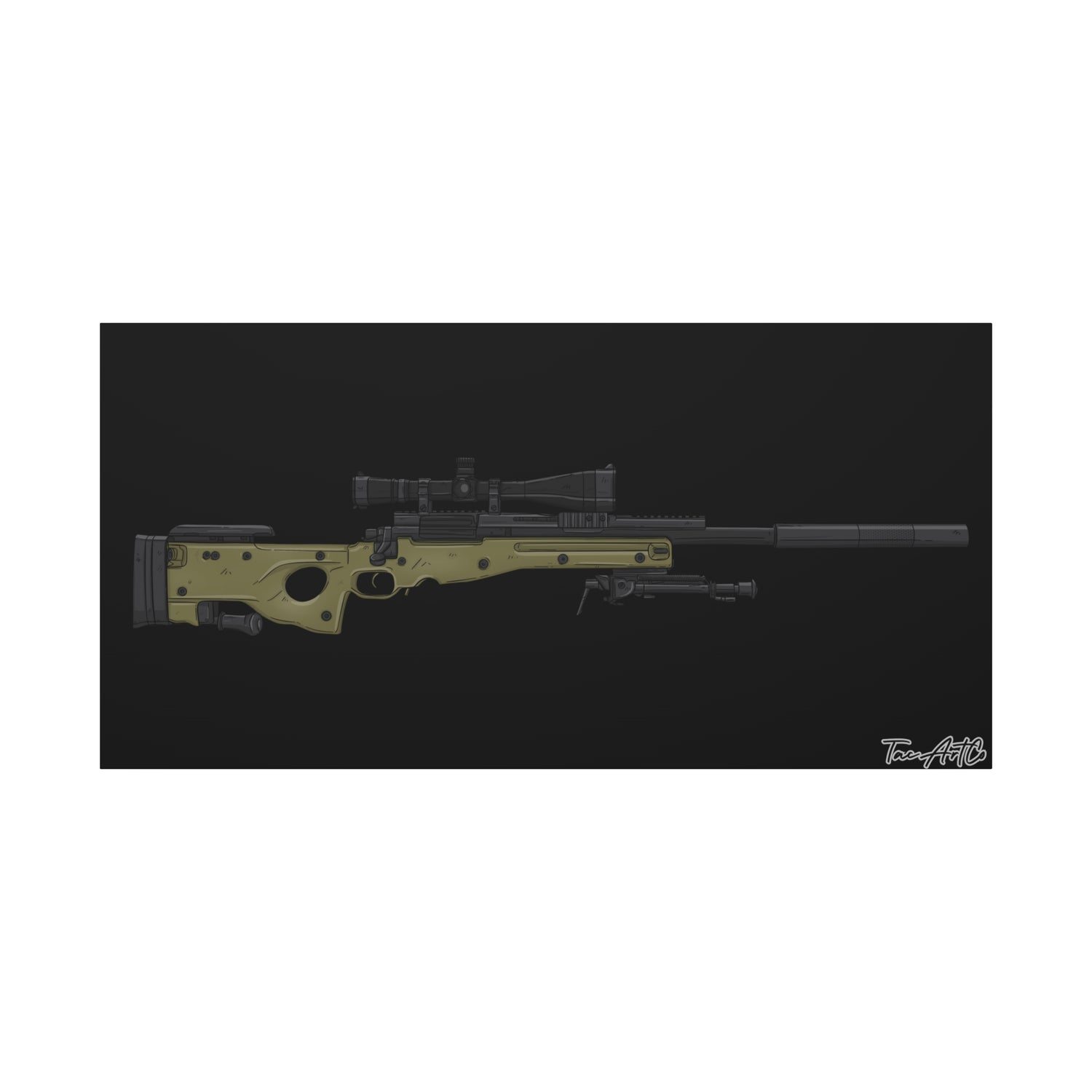 M24A3 Sniper Rifle – Canvas Print (Black Background)