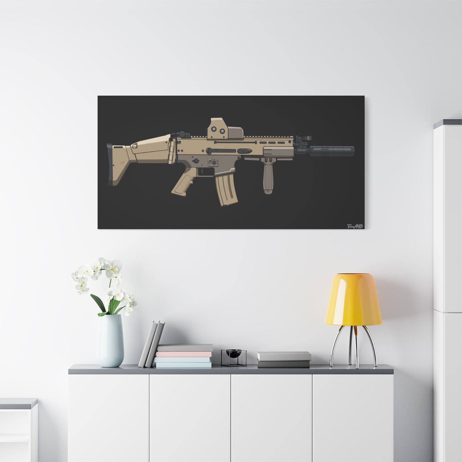 FN SCAR-L Short Barrel β Canvas Print (Black Background)