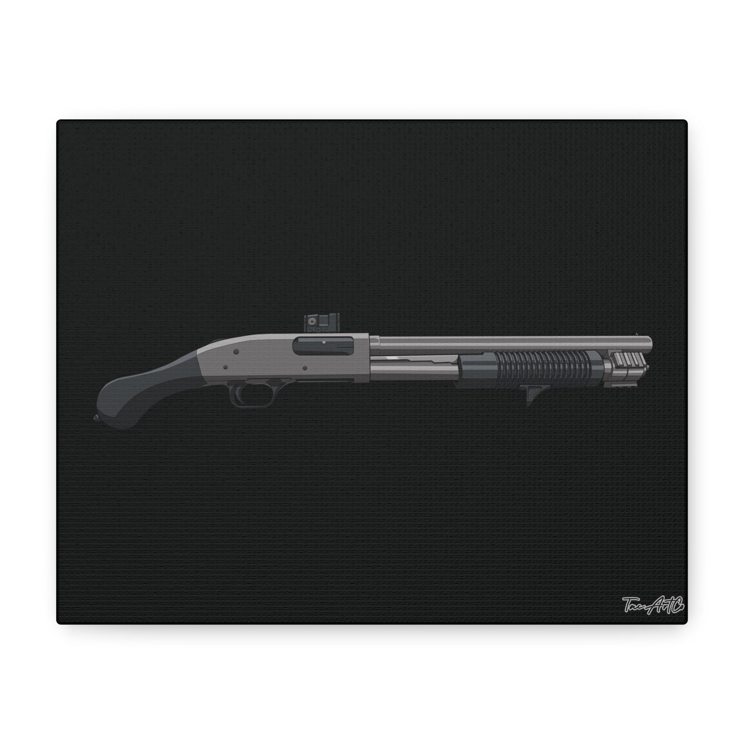 Shorty Mossberg 590A1 – Canvas Print (Black Background)
