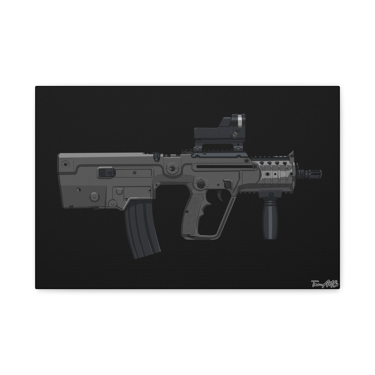 IWI X95 – Tavor Bullpup Canvas Print (Black Background)