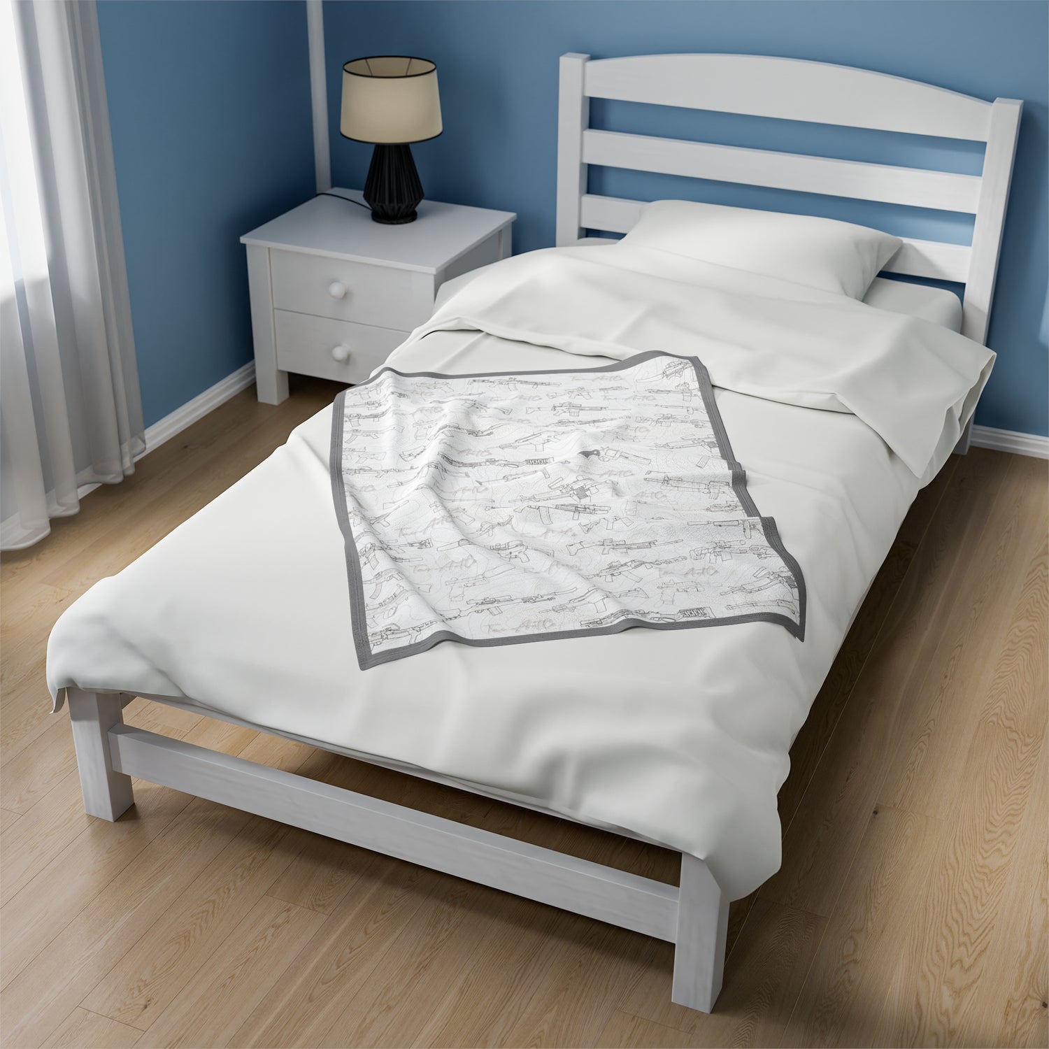 Firearm Line Art - Velveteen Plush Blanket