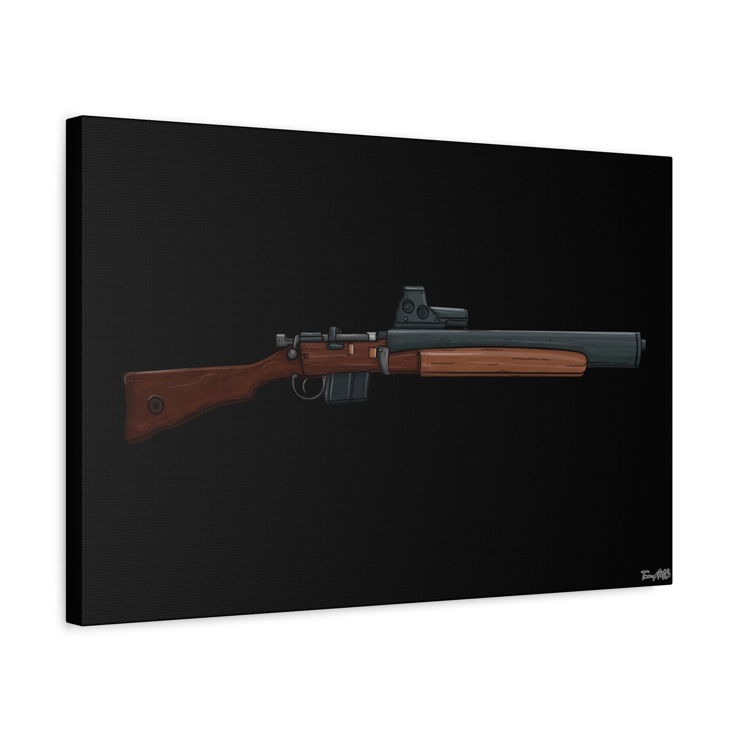 De Lisle Carbine β Suppressed Rifle Canvas Print (Black Background)