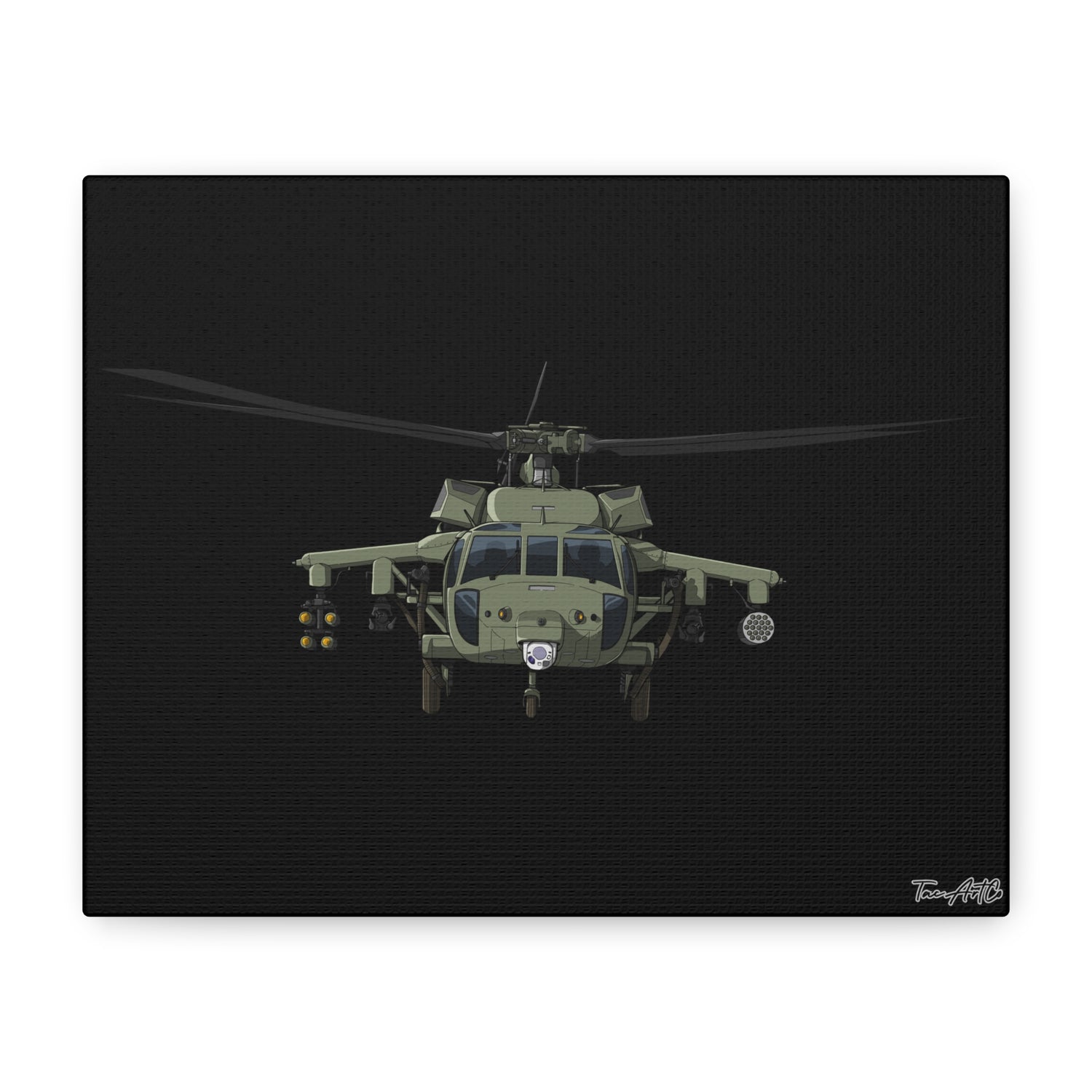 Black Hawk Helicopter – Canvas Print (Black Background)