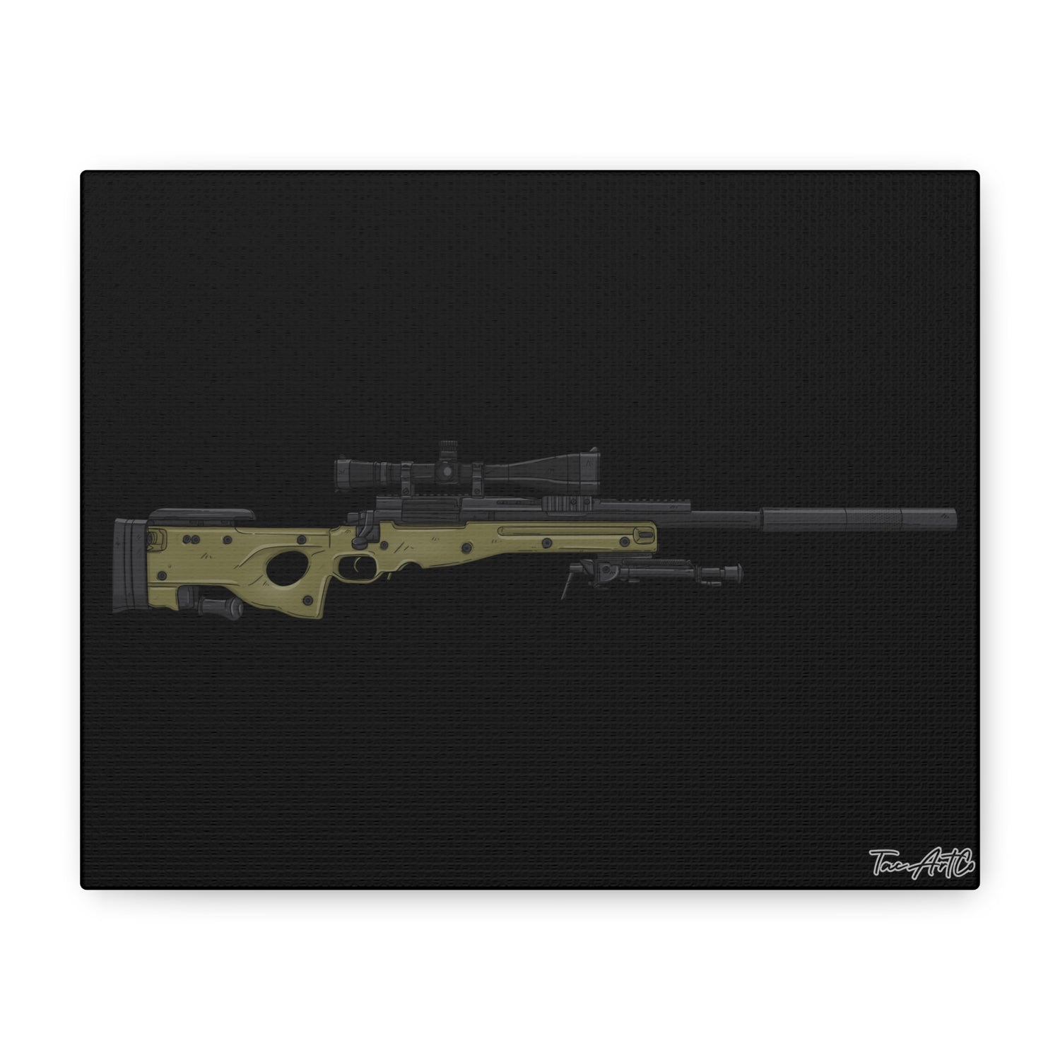 M24A3 Sniper Rifle – Canvas Print (Black Background)