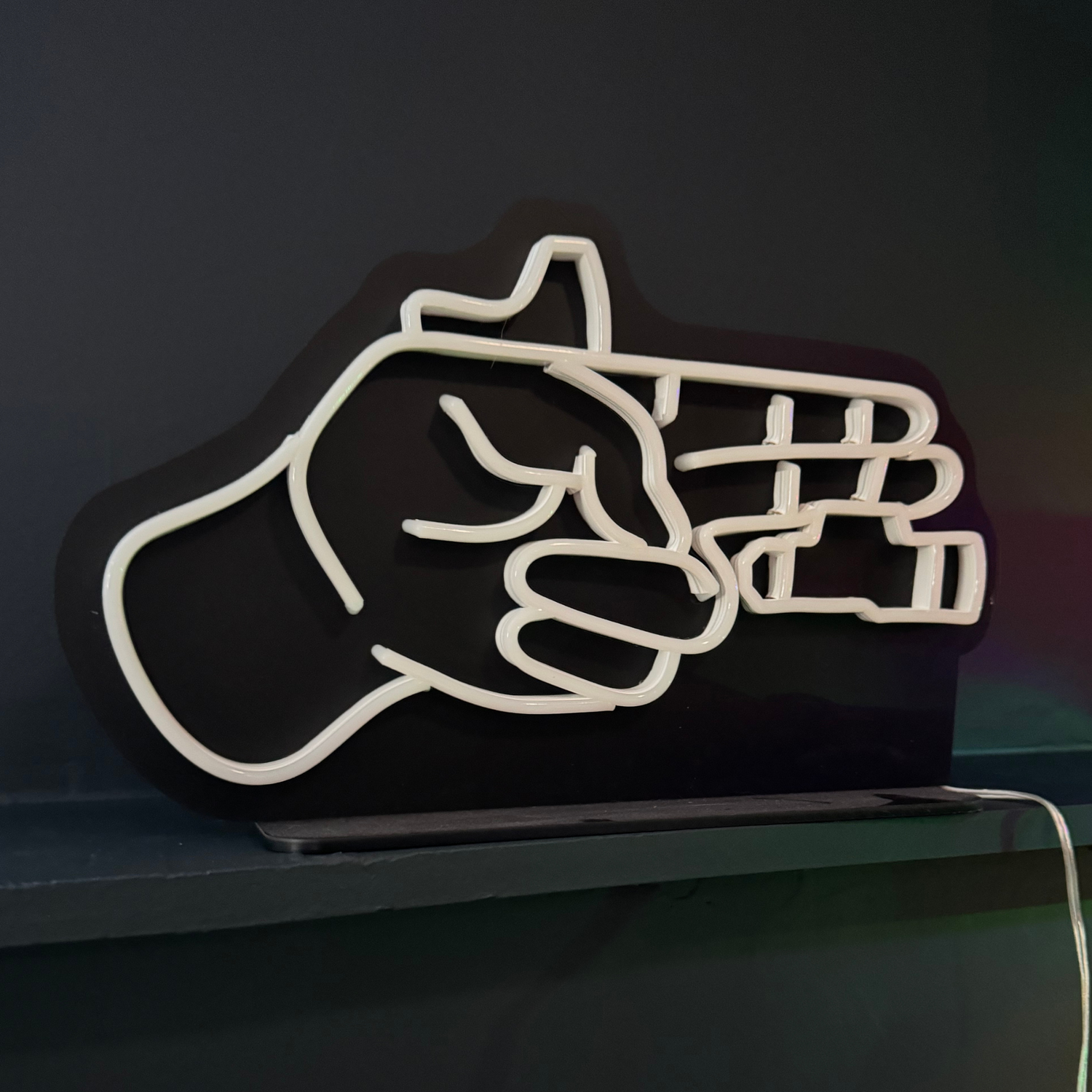 Finger Gun - Neon Desk Sign (One Color LED)