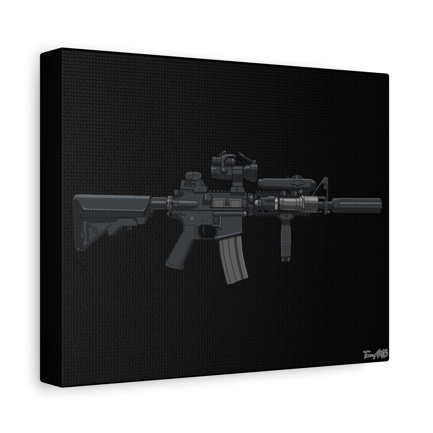 MK18 Mod 0 – CQBR Canvas Print (Black Background)