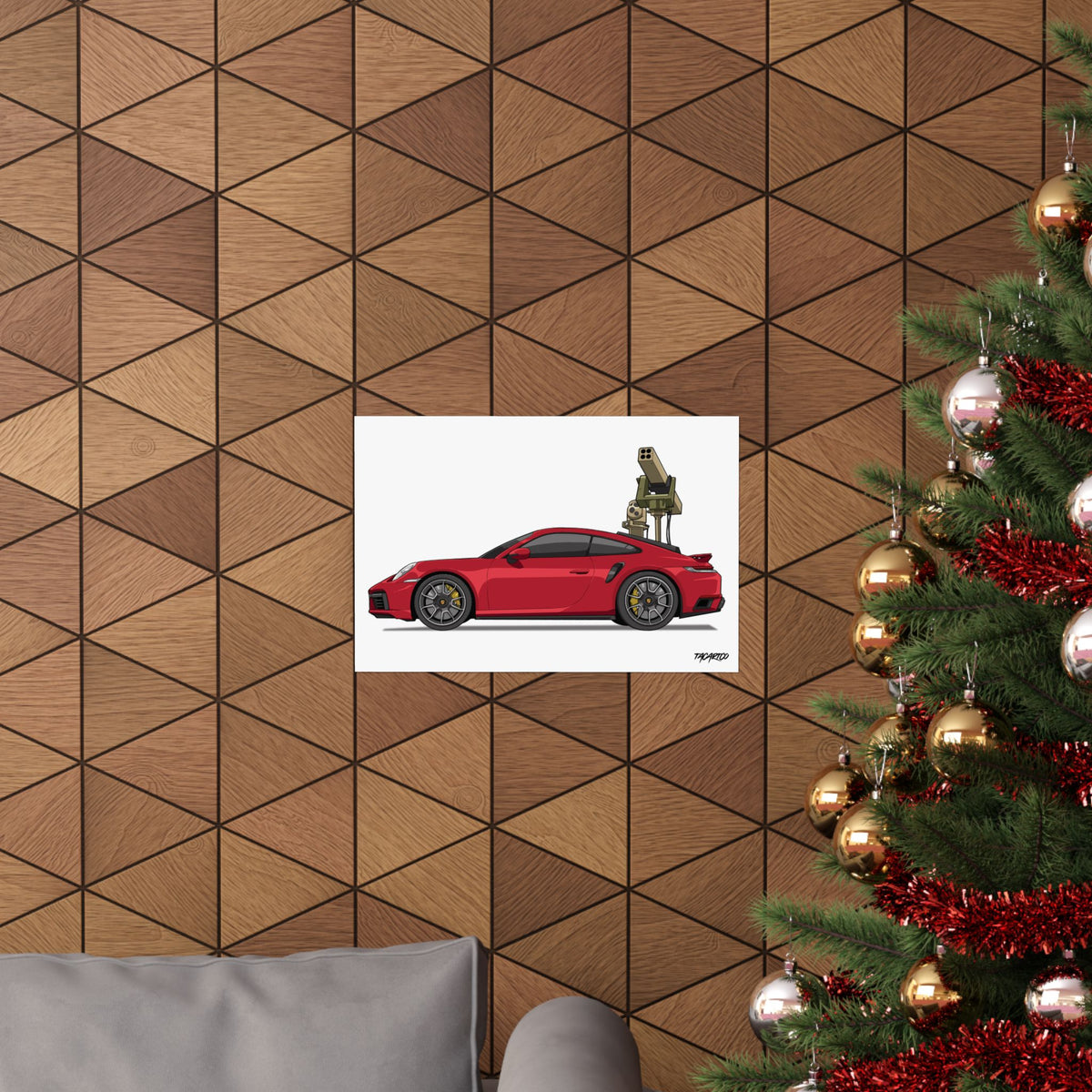 Porsche 911 Technical - Matte Poster (White Background)