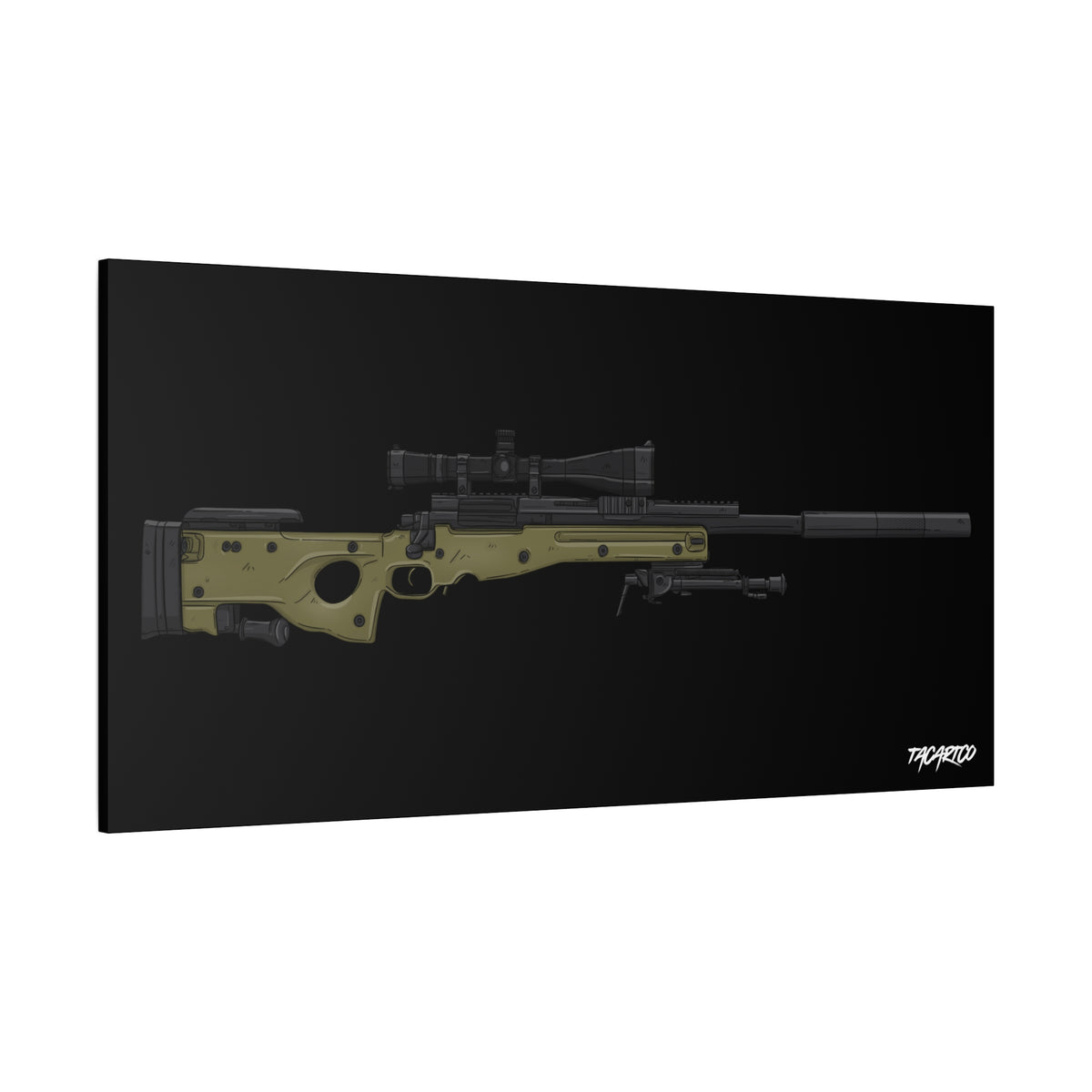 M24A3 Sniper Rifle - Canvas Print (Black Background)