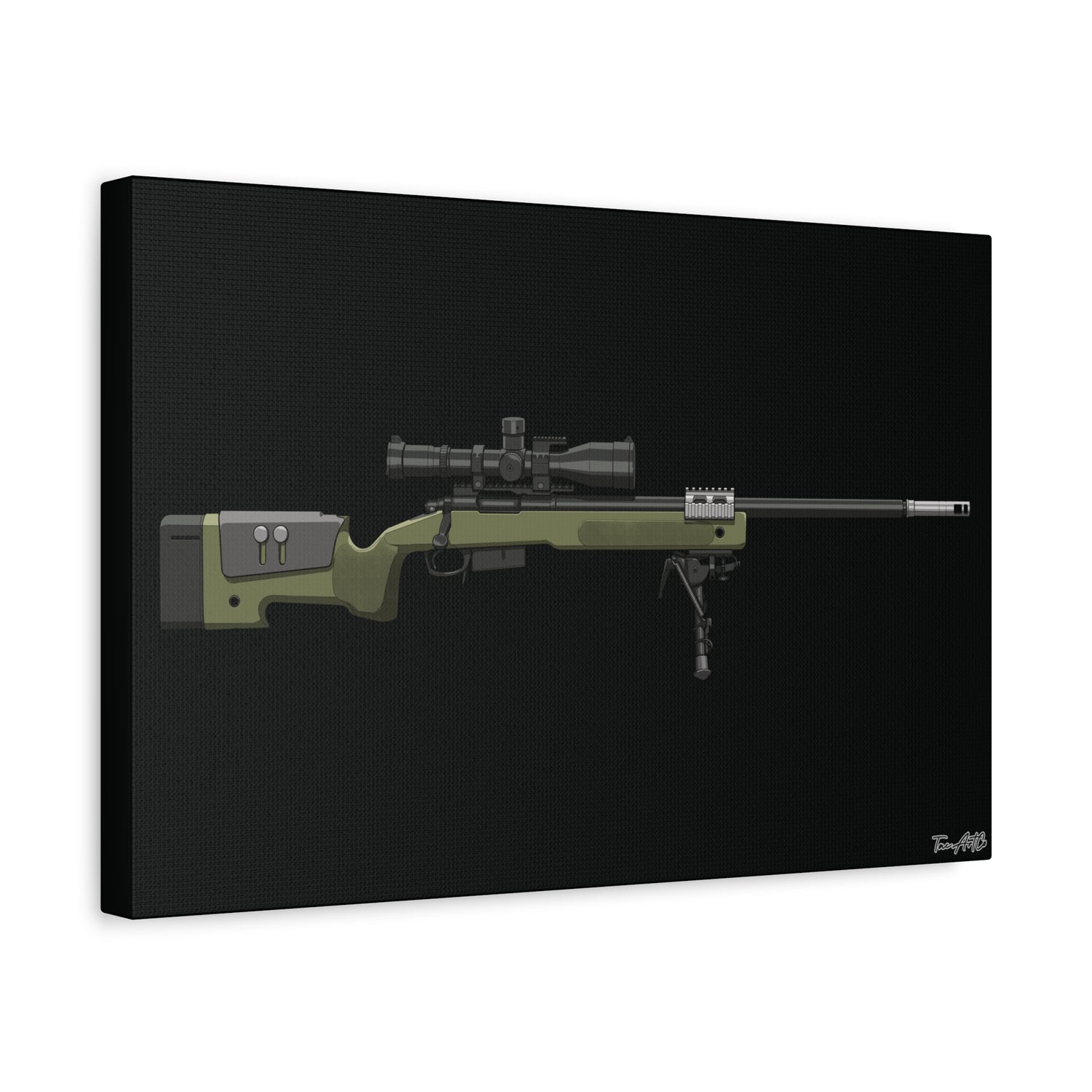 M40A5 Sniper Rifle – Canvas Print (Black Background)