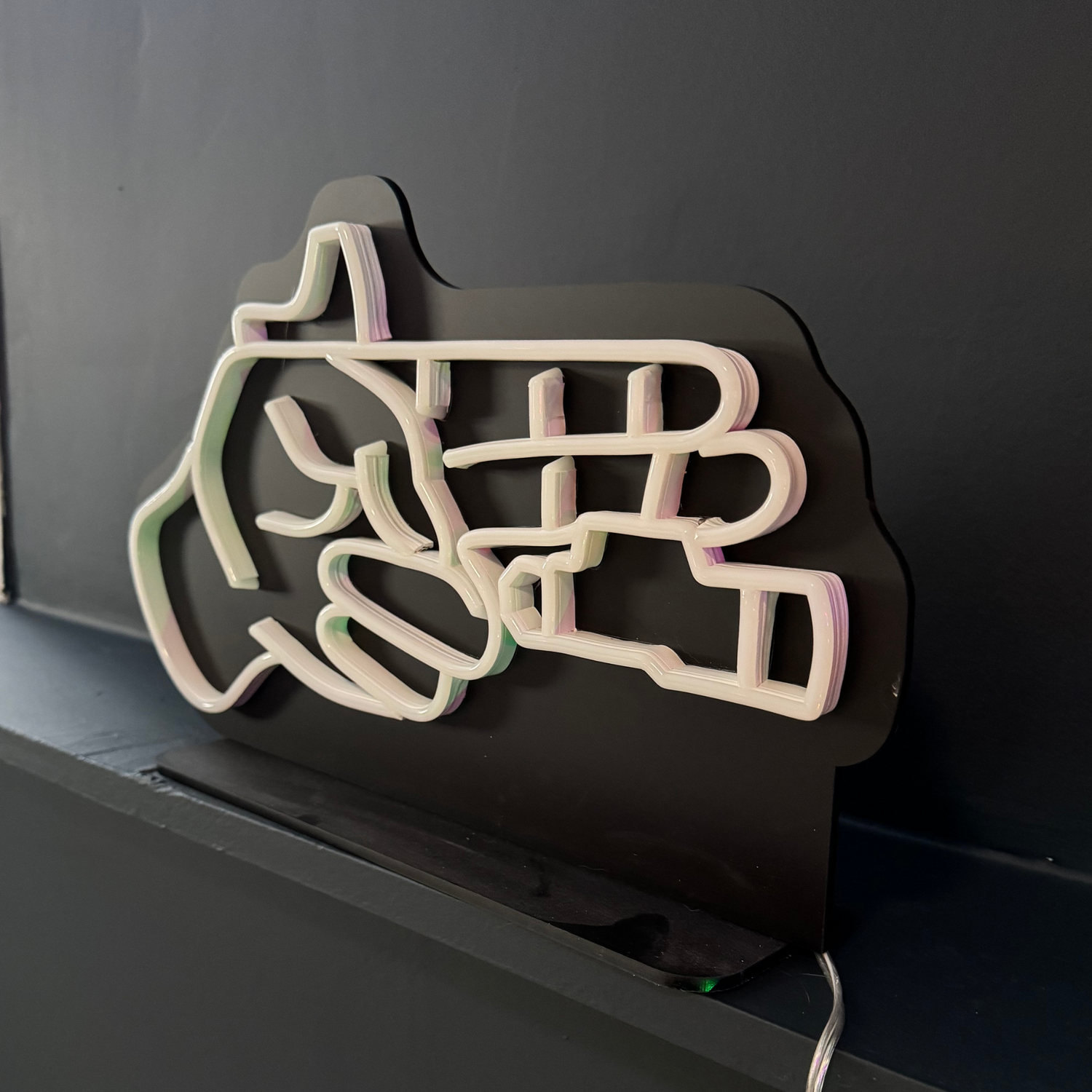 Finger Gun - Neon Desk Sign (One Color LED)