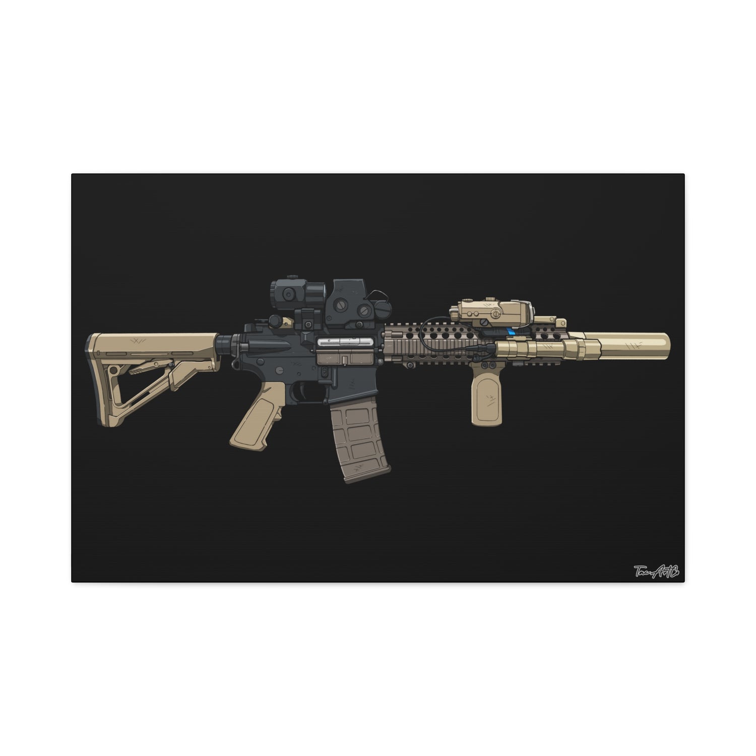 MK18 – Close Quarters King Canvas Print (Black Background)
