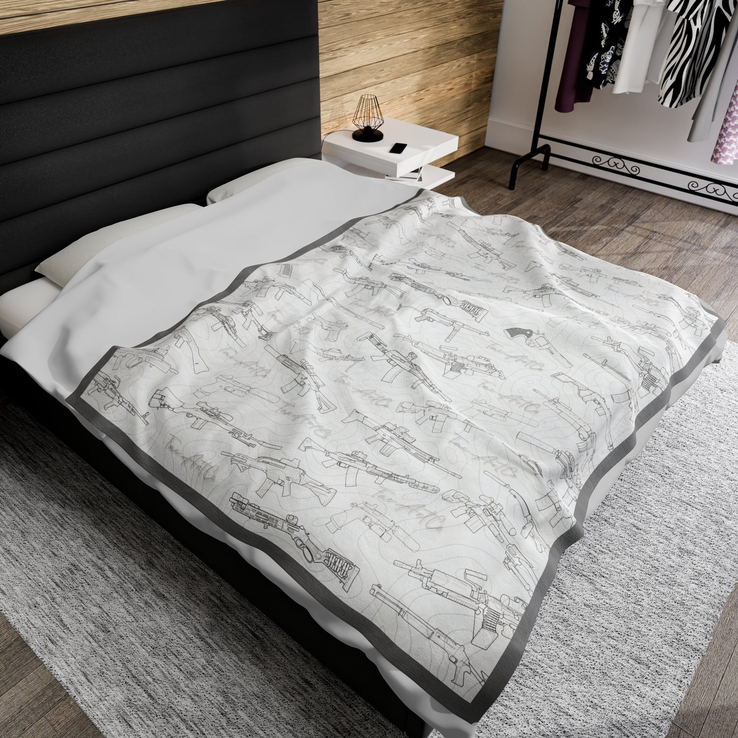 Firearm Line Art - Velveteen Plush Blanket