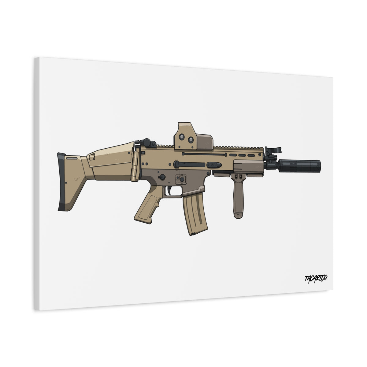 FN SCAR-L Short Barrel - Canvas Print (White Background)